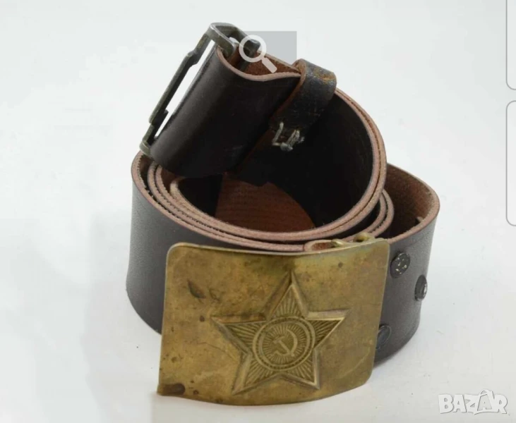 Стар офицерски военен колан красота от кожа и бронз за ценители, снимка 1