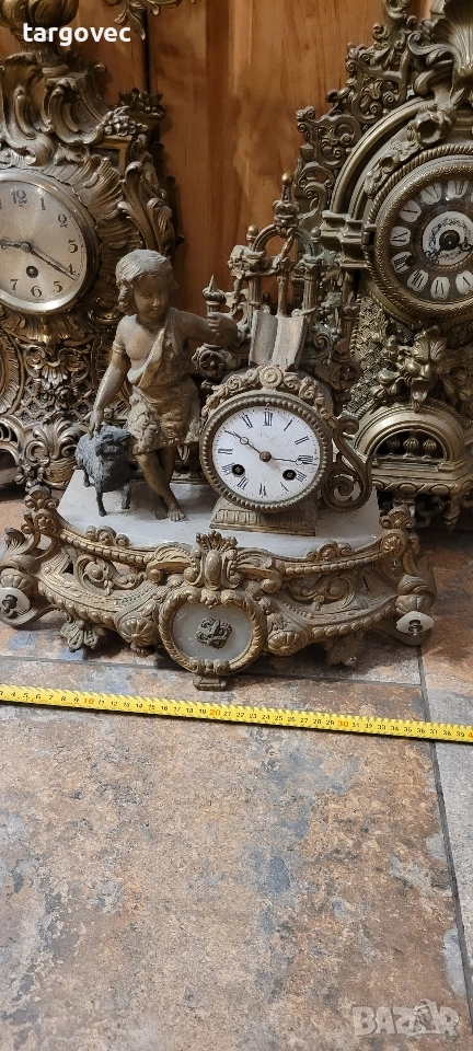 разкошен старинен бронзов часовник Белгия, снимка 1
