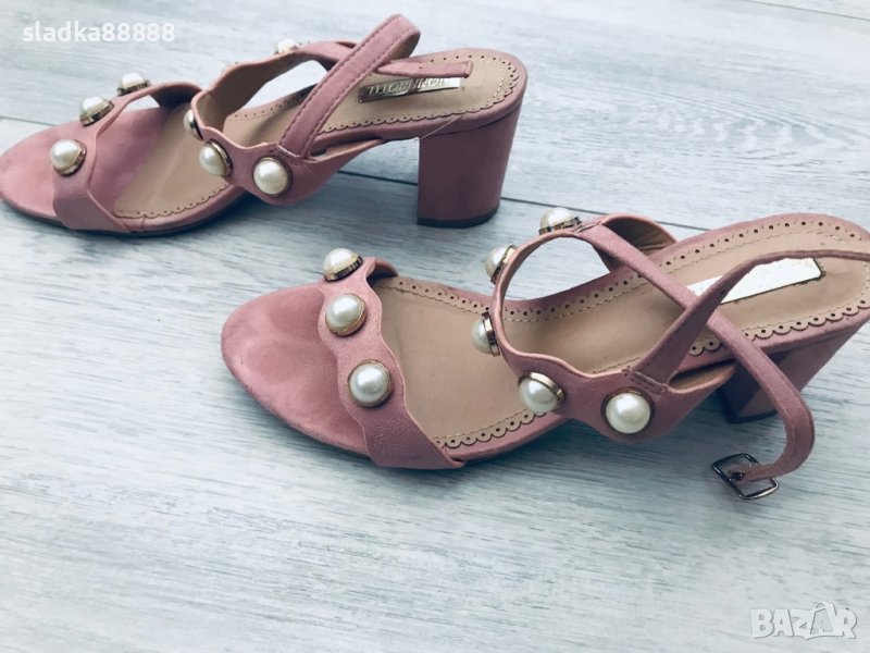 Розови сандали с перли, снимка 1