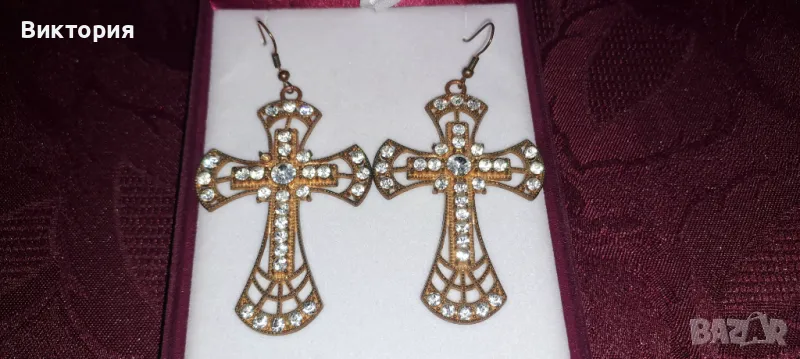 Обеци с кръст , снимка 1