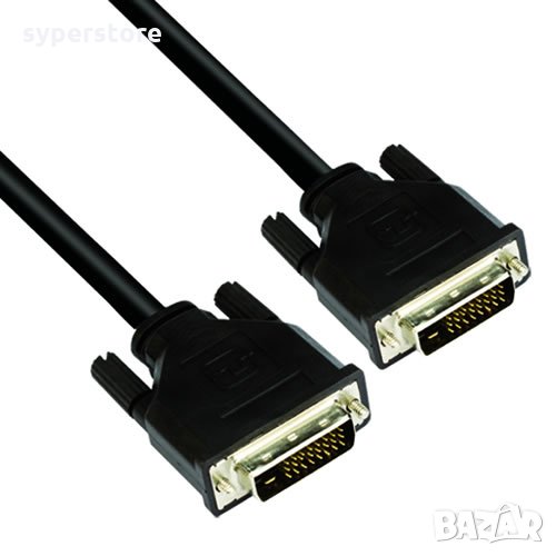 Кабел DVI 24+1 Dual Link Мъжко - Мъжко 5м VCom SS001243 Черен, Cable DVI M/M, снимка 1