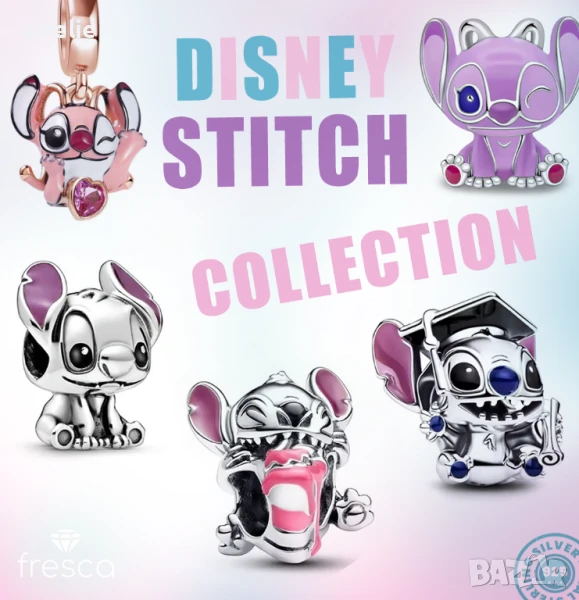 Колекция Талисмани Stitch Стич Fresca Disney по модел тип Пандора с печати S 925 Pandora Disney, снимка 1