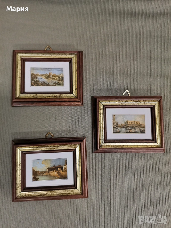 Тройка картини с рамки от дърво, снимка 1