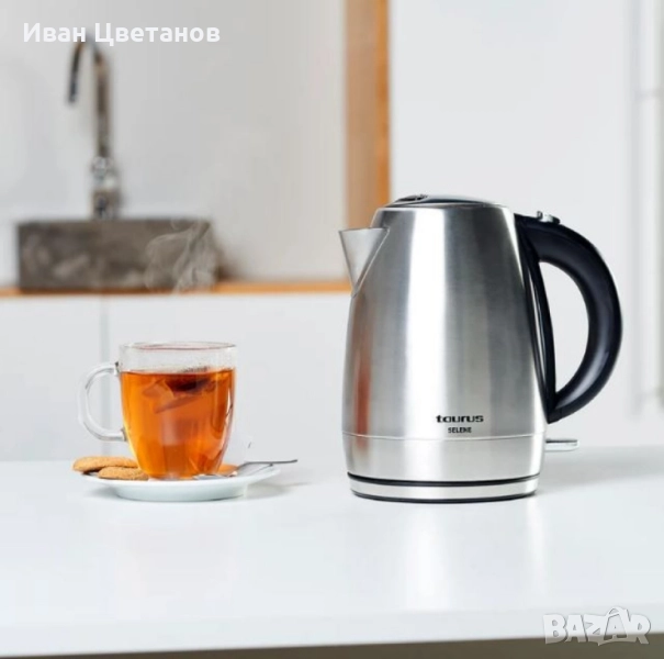 Електрическа кана Taurus Selene – 2200W, 1.7L, 360° основа, неръждаема стомана, авто изключване, снимка 1