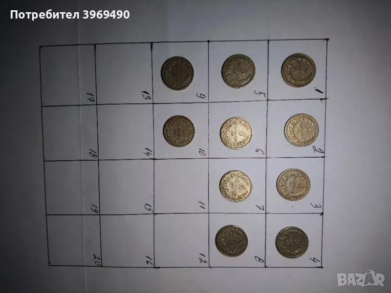 10 броя монети по 5 стотинки от 1912 г., снимка 1