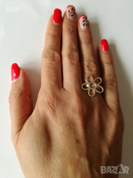 Сребърен пръстен цвете .Сребро проба 925., снимка 1