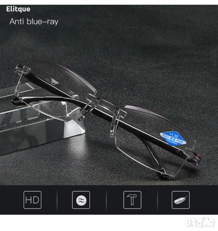 Дизайнерски диоптрични очила за четене с автоматично регулиране и защита от синя светлина, снимка 1