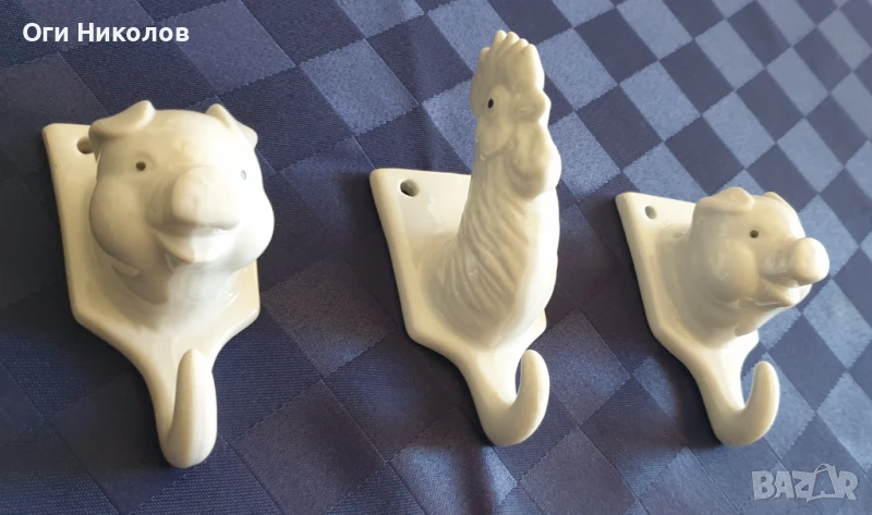 Порцеланови старинни закачалки - 3 броя.Без забележки,неупотребявани, снимка 1