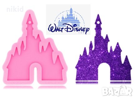 Замък Замъкът на Дисни плосък силиконов молд форма украса декор торта фондан шоколад, снимка 1