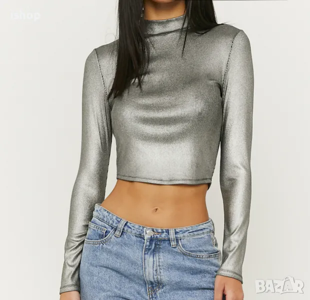 Дамска Сребриста Блуза, снимка 1