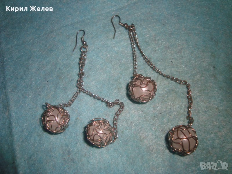 АРТ ХЕНД МЕЙД ХИПАРСКИ НЕЖНИ КРАСИВИ СРЕБРИСТИ ОБЕЦИ 27094, снимка 1