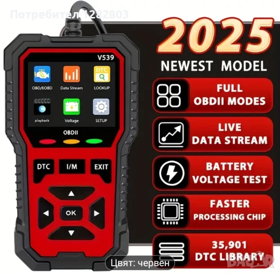 Диагностика скенер за автомобил OBD II
Нова, снимка 1