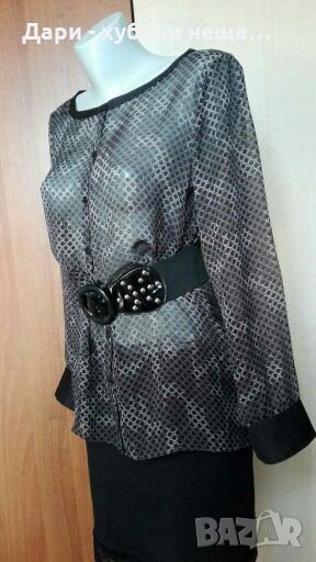 Ефирна блуза/туника, в черно и светло бежово🍀👗S,M🍀👗арт.3028, снимка 1