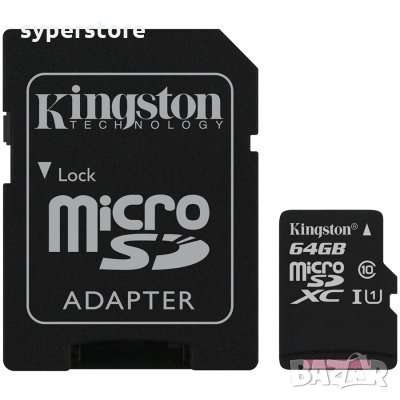 ФЛАШ КАРТА SD MICRO 64GB KINGSTON SDCS2/64GB MicroSDXC, Canvas Select Plus 100R A1 C10  Card, снимка 1