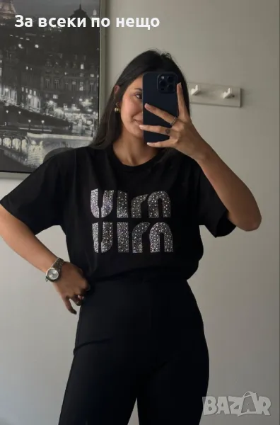 Miu Miu Дамска Тениска С Бродирано Лого И Пришити Камъни👚Дамска Блуза С Къс Ръкав-2 Цвята Код A500, снимка 1