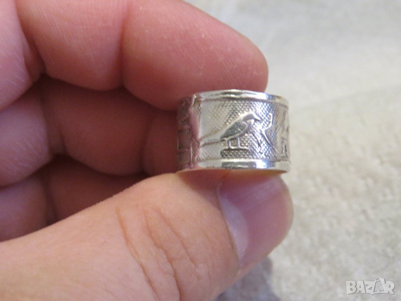 Стар мъжки сребърен пръстен с гравирани египетски  мотиви - уникален модел сребро, снимка 1
