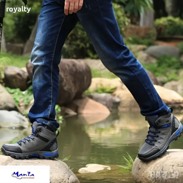 Мъжки планински обувки в сиво, снимка 1