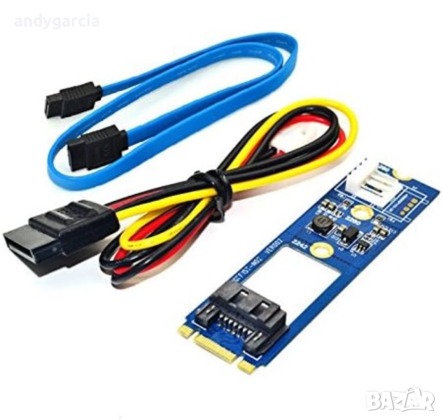 M.2 NGFF to 7 Pin SATA III 3 Cable SSD Adapter Converter Board Card NGFF1ST-N02 2240 2280, снимка 1
