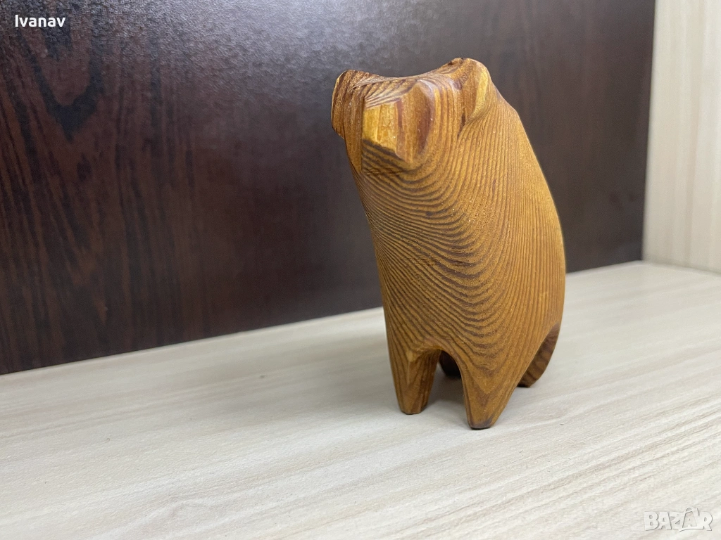 Скандинавска ръчно изработена дървена фигура мечка, снимка 1