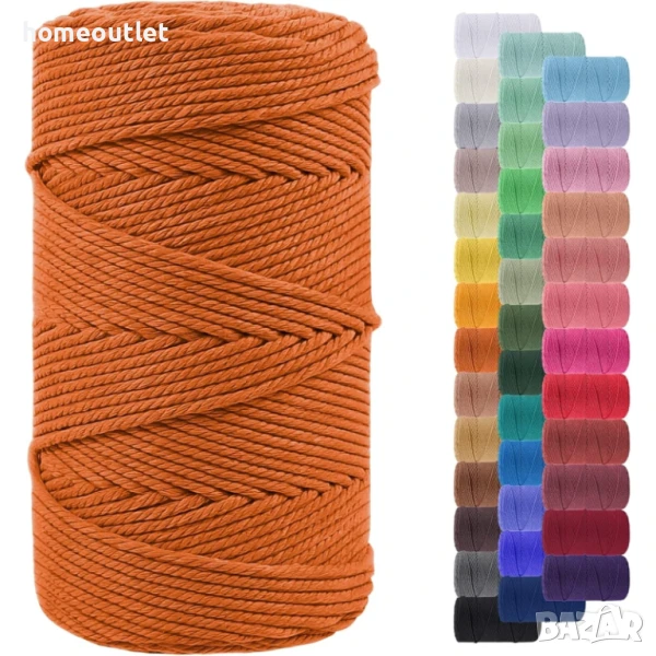 Памучен шнур / въже за макраме X0014TV0FN 3MM/200M, ORANGE, снимка 1