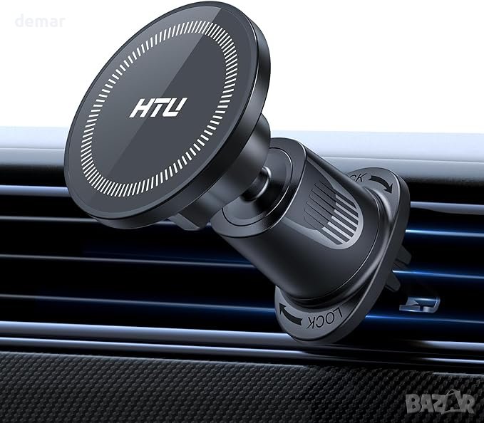 HTU магнитна стойка за телефон за кола черна и сива, снимка 1