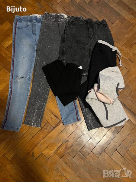 Лот от дрехи 140 раз.Клин,Дънкова пола, анцуг и 2 бр-дънки, снимка 1