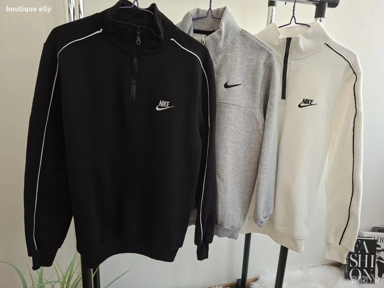 ватиран дамски суичър в черно, снимка 1