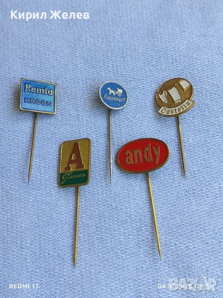 Пет значки стари редки CASTELLA,ANDY,REMIA за КОЛЕКЦИЯ ДЕКОРАЦИЯ 61151, снимка 1