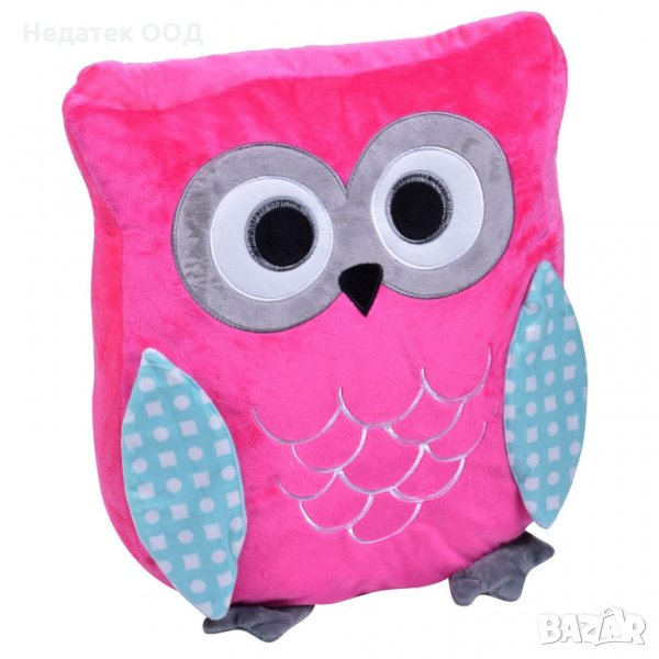 Декоративна възглавничка Розово Бухалче, 33x40x8 cm, снимка 1