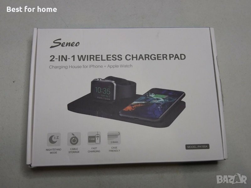 2 в 1 Безжично зарядно устройство Seneo, За iPhone и часовник Apple,  PA150A, снимка 1