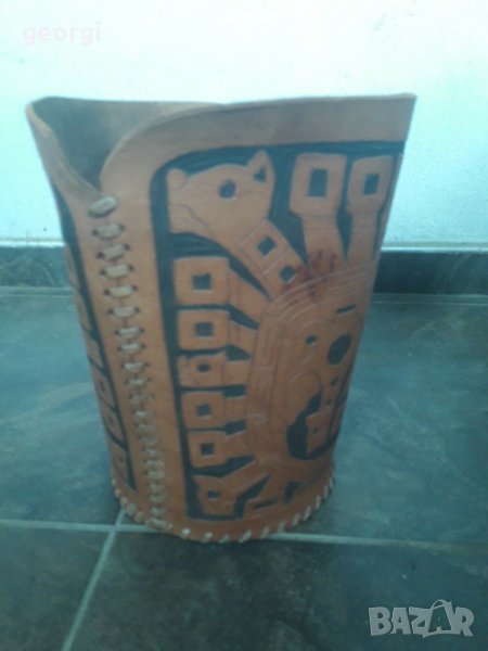 Кофа кашпа от естествена кожа    16/4, снимка 1