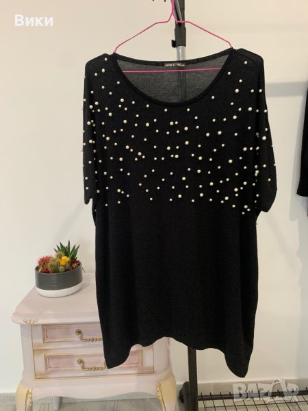 Асиметрична блуза с перли размер L/XL, снимка 1