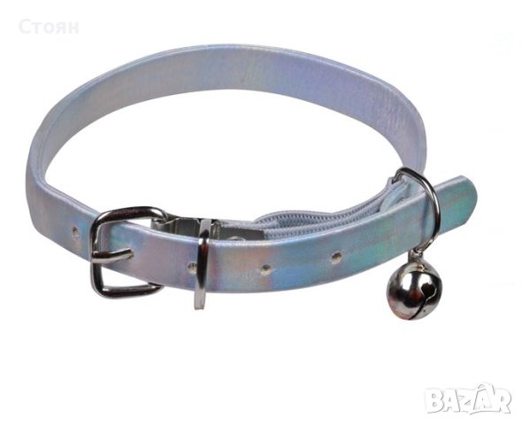 Холографски нашийник за домашни любимци и звънец 30x1 см