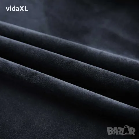 vidaXL Затъмняващи завеси с куки, 2 бр, кадифе, черни, 140x245 см, снимка 3 - Пердета и завеси - 56146017