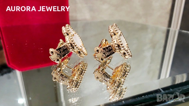 Van Cleef & Arpels VCA Rose Gold Mother of Pearl Vintage Alhambra Clips Дамски Обеци, снимка 7 - Обеци - 54312899