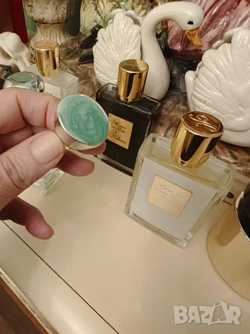 Масивен сребърен пръстен с естествен нефрит