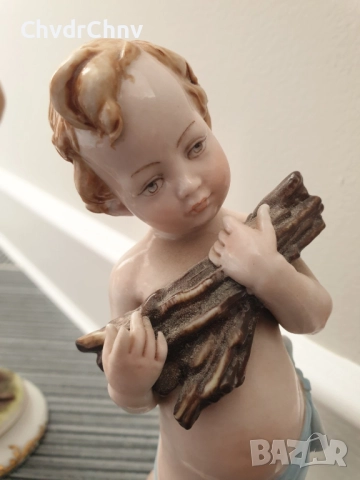 чифт2бр Capodimonte статуетки 20см/стари Каподимонте порцеланови фигури на голи ангели-херувими, снимка 8 - Статуетки - 52973233