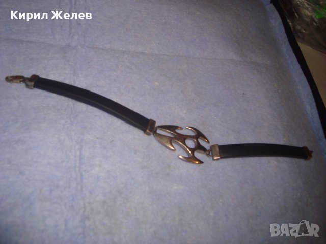 РОКАДЖИЙСКА СРЕБЪРНА МОДНА АРТ ГРИВНА СРЕБРО925 със СИЛИКОНОВА КАИШКА БУТИКОВО БИЖУ 27380, снимка 8 - Гривни - 36828746