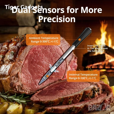 CharMeter FNT21 безжичен термометър за месо Bluetooth 100м дигитален, снимка 3 - Друга електроника - 54137129