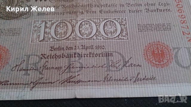 Банкнота 1000 райх марки 1910год - 14734, снимка 2 - Нумизматика и бонистика - 29092601