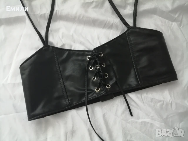 Кожен корсет-колан с презрамки и връзки р-р M и L , снимка 4 - Корсети, бюстиета, топове - 50862322