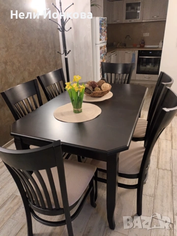 Разтегателна маса и 8 стола, снимка 2 - Маси - 54286426