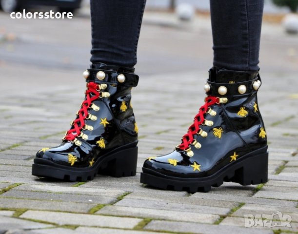 Боти на ток - черен лак - MX15, снимка 2 - Дамски боти - 35701190