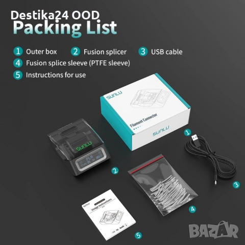 Конектор за 3D принтер филамент 1.75mm със 200 PTFE втулки, снимка 3 - Поялници и запояване - 53909864