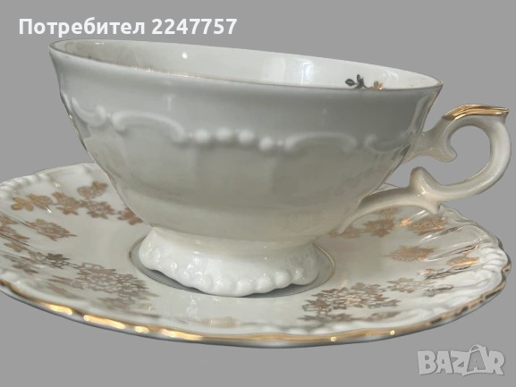 Антикварно порцеланово трио GKC Bavaria (1900–1945), снимка 10 - Чаши - 53073613