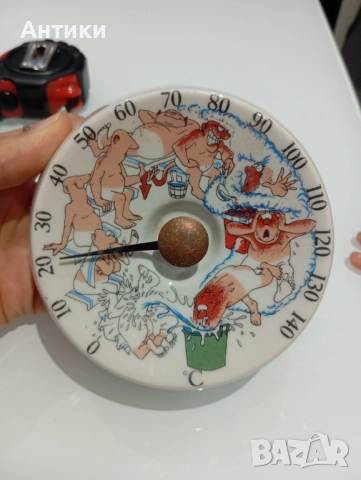 Стар термометър за сауна маркиран, снимка 5 - Антикварни и старинни предмети - 52470522