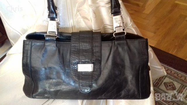 Черна чанта - естествена кожа, снимка 1 - Чанти - 31321257