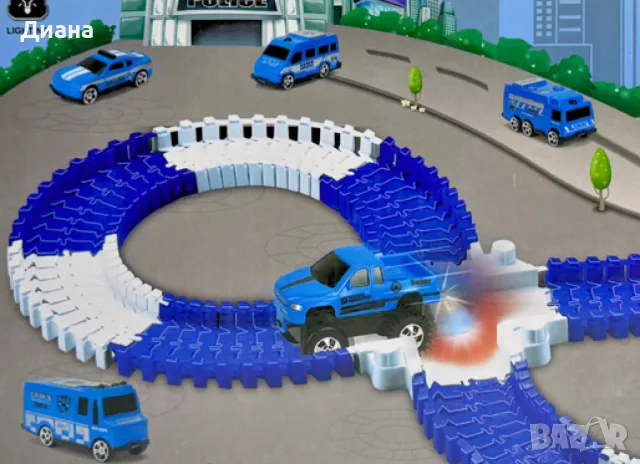 Полицейска писта 107 елемента – Забавление без край за малките герои, снимка 5 - Коли, камиони, мотори, писти - 48290779