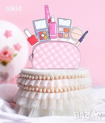 Happy Birthday несесер сенки грим козметика топер клечки картон украса за торта рожден ден