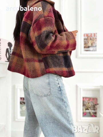 Дамско преходно карирано късо яке, 5цвята , снимка 8 - Якета - 53206036